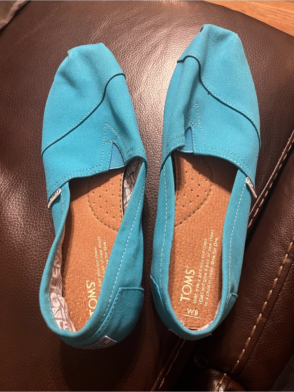 Brand New Solid Blue Slip on Tom’s Women’s Size 9